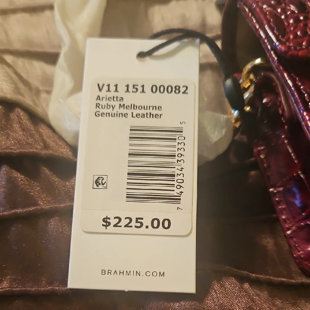 Brahmin Croc-Embossed Mini Top Handle Bag in Burgundy - Picture 7 of 7